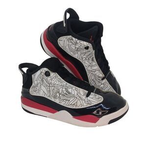Nike Air Jordan Dub Zero PS Boys Pre-owned Blk/White/Red Sneakers - sz. 1 1/2Y